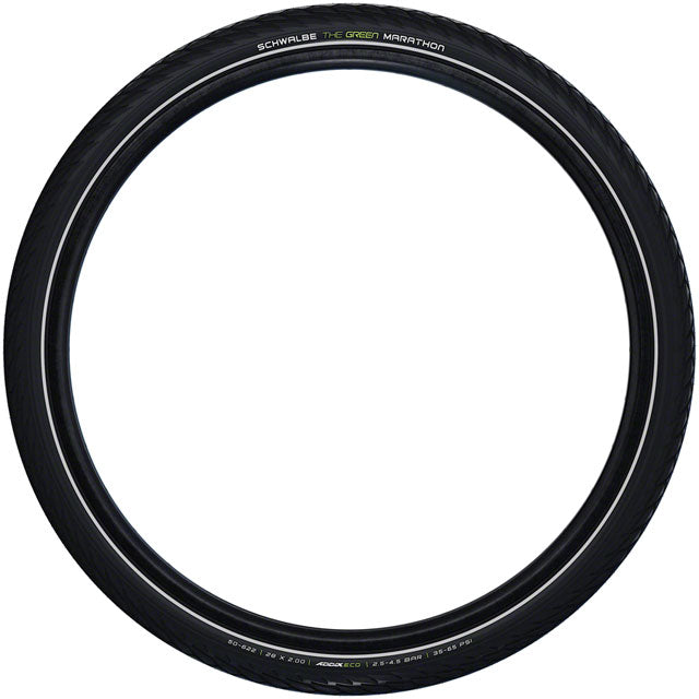 Schwalbe Green Marathon Tire - 26 x 2.00, Clincher, Wire, Black/Reflective, Performance Line, GreenGuard, TwinSkin, Addix